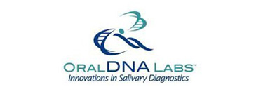 The image displays a logo with text that reads  Odna Dna Labs  and below it, the tagline  Innovations in Saliva Diagnostics.  The logo features a stylized letter  O  with a design element resembling a drop or droplet.